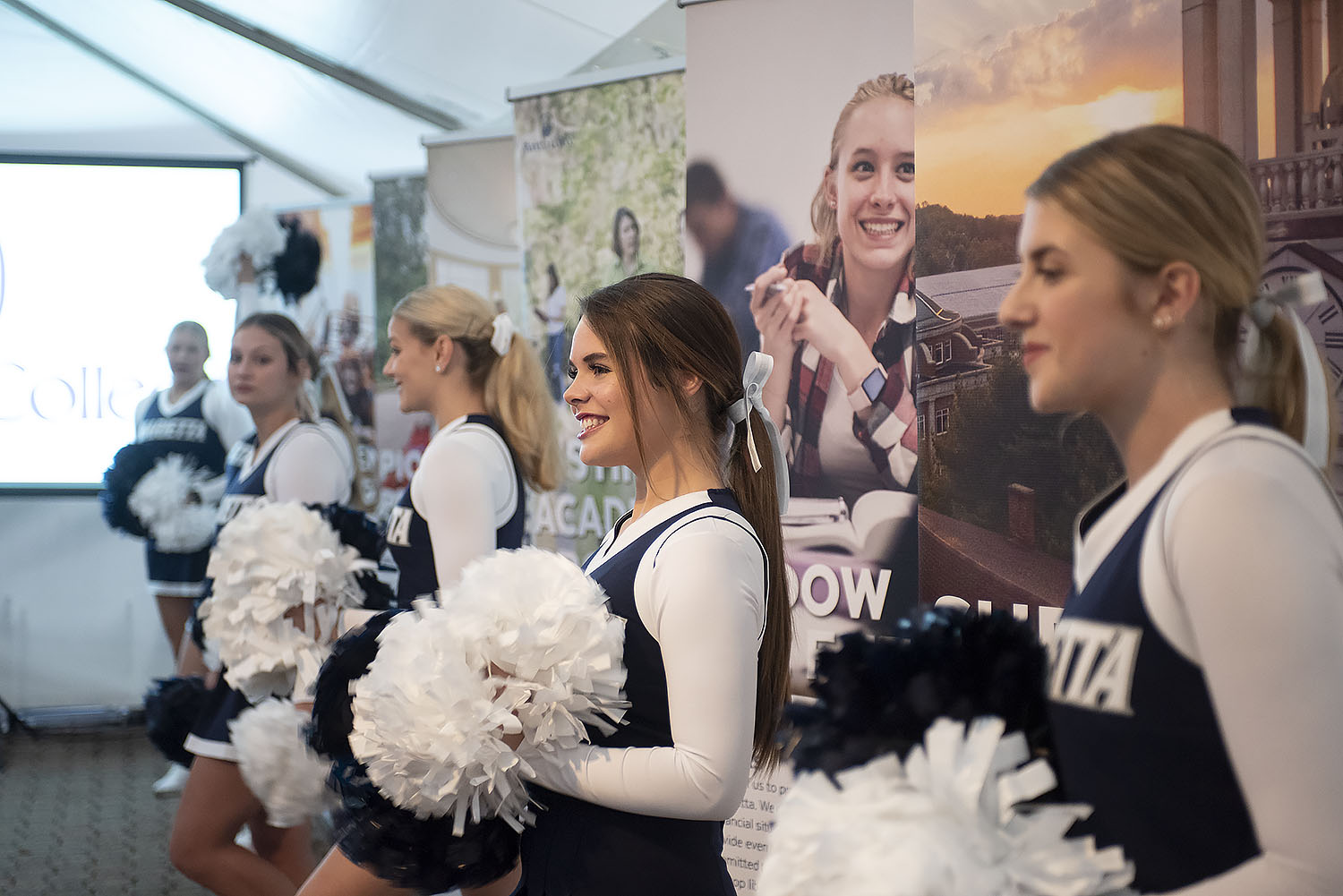 Cheerleaders during the Campaign announcement event at Homecoming 2021
