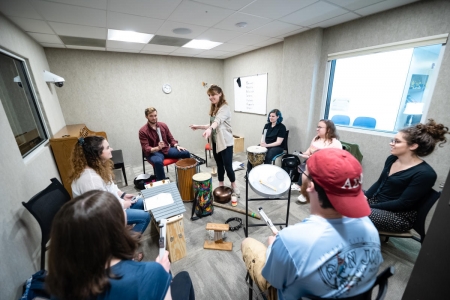 A music therapy classroom at Marietta College